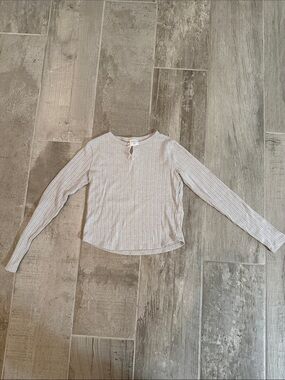 abercrombie kids Light Gray Ribbed Long-Sleeve Top